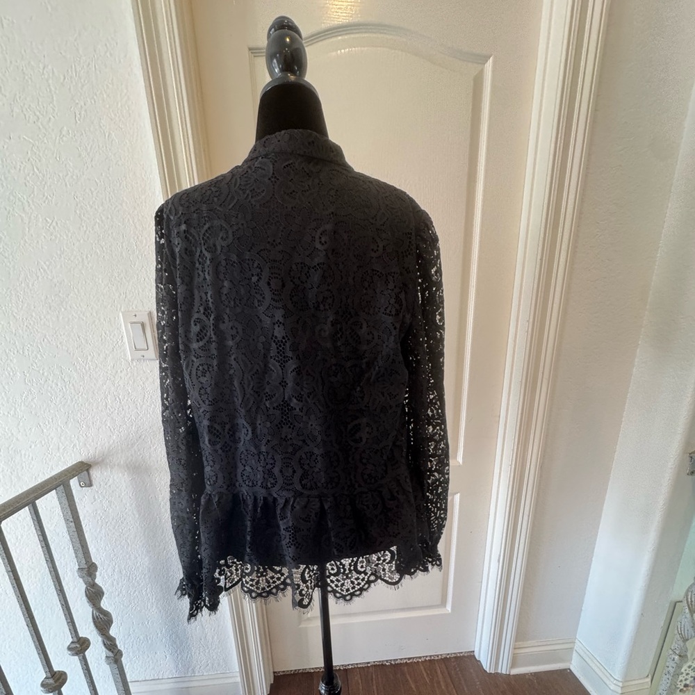 Lilly Pulitzer Sz XL Jacelynne Black Lace Top Peplum Ruffle Onyx - Picture 7 of 10